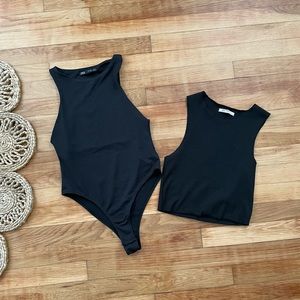 Zara Black Bodysuit and Crop Top Bundle